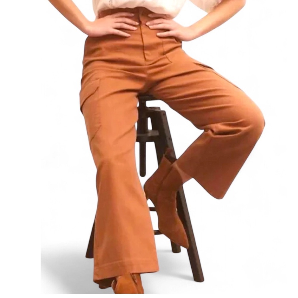 Z SUPPLY Noah Cargo Pants/Jeans CREAMY REDDISH BROWN Chestnut WIDE LEG Utility M